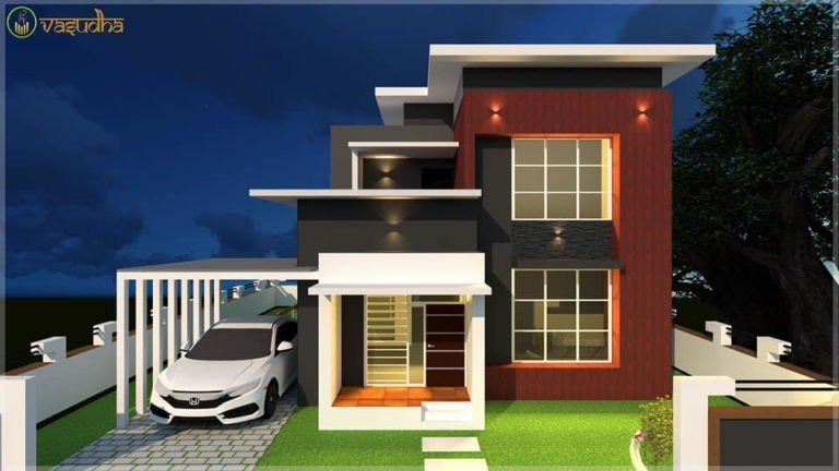 1700 Sq Ft 4BHK Contemporary Style Two-Storey House and Free Plan