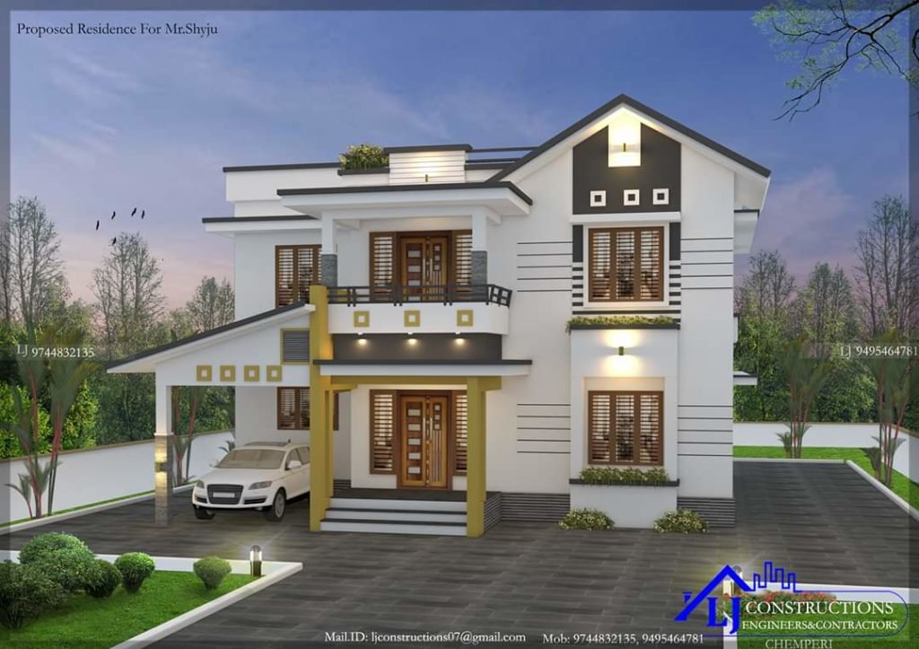 2072 Sq Ft 4BHK Contemporary Style Double Floor House and Plan, 40 Lacks
