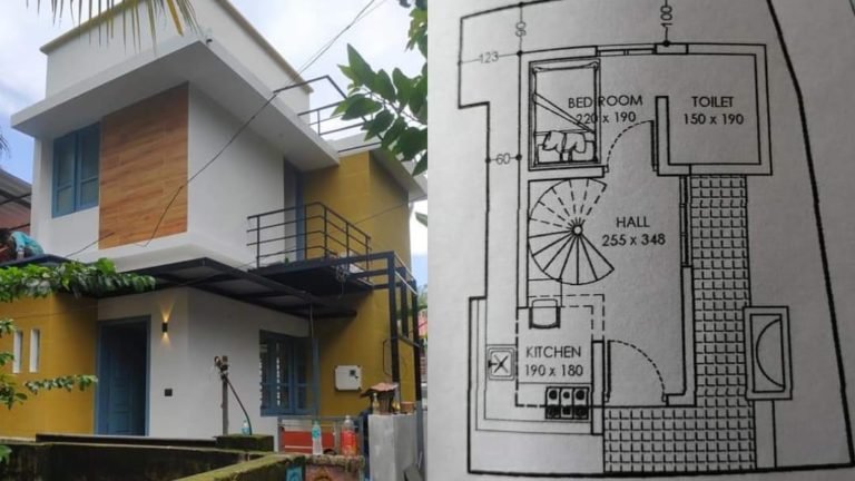 450 Sq Ft 3BHK Two-Storey House at 1.25 Cent Land, Free Plan, Cost 8 Lacks