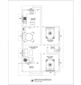 453 Sq Ft 2BHK Contemporary Style Single-Storey House and Free Plan, 10 Lacks