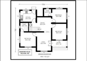956 Sq Ft 3BHK Contemporary Style Single-Storey House and Free Plan