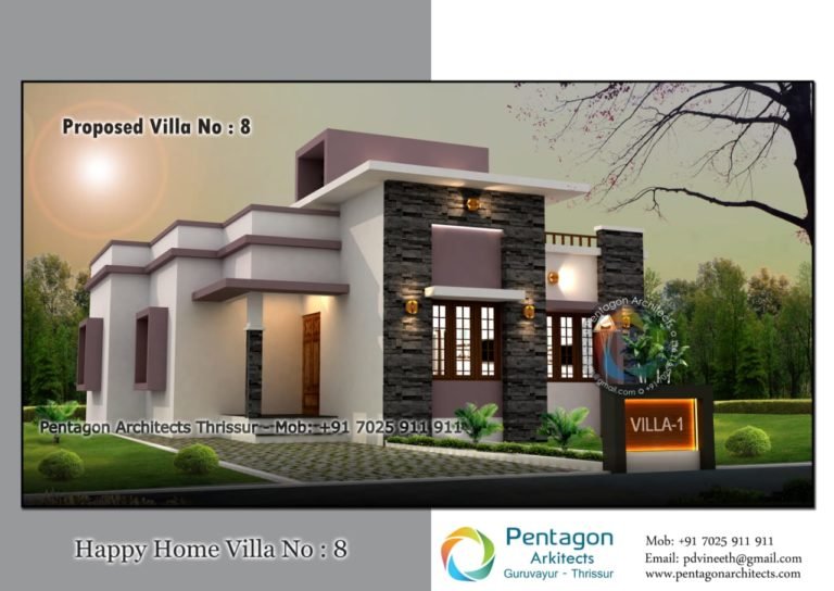 980 Sq Ft 3BHK Contemporary Style Single-Storey House and Free Plan