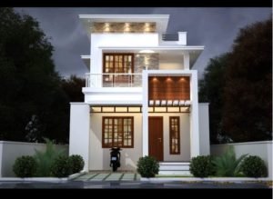 1375 Sq Ft 3BHK Modern Two Floor House at 4.5 Cent Plot