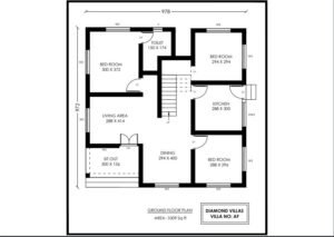 1009 Sq Ft 3BHK Beautiful and Simple Single Floor House and Free Plan