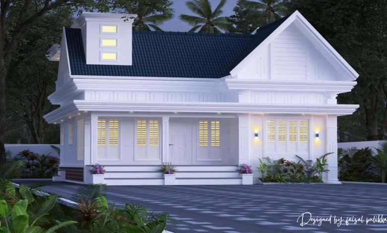 1350 Sq Ft 2BHK Colonial Style Single-Storey House Design