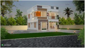 1385 Sq Ft 3BHK Modern Flat Roof Two-Storey House and Free Plan