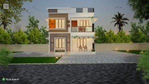 1385 Sq Ft 3BHK Modern Flat Roof Design