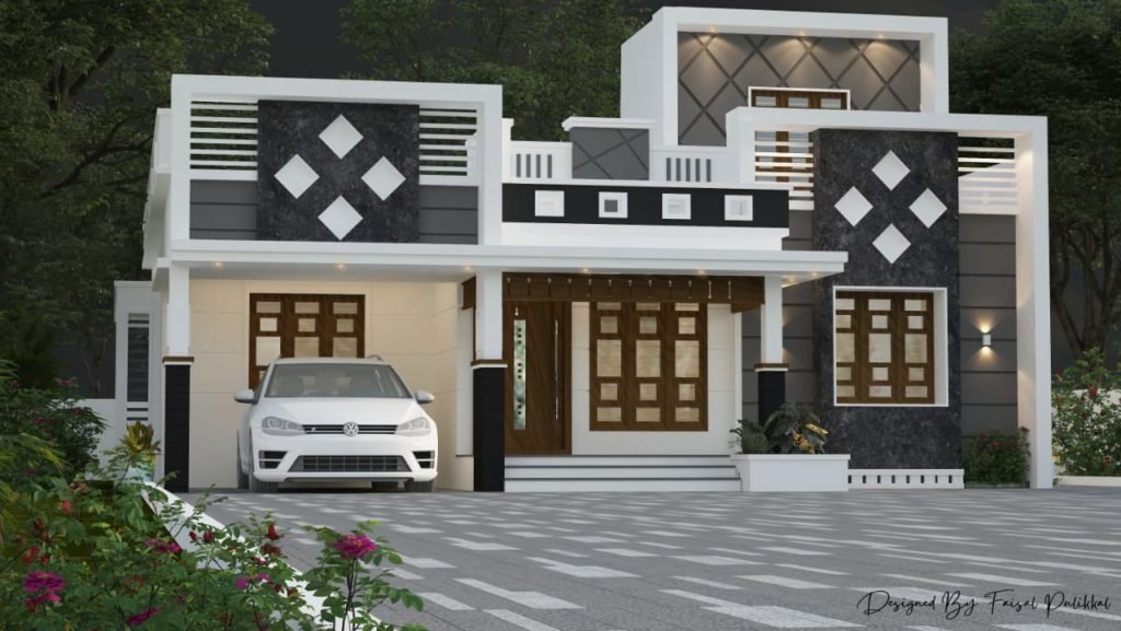 1398 Sq Ft 3BHK Contemporary Style Single-Storey House Design