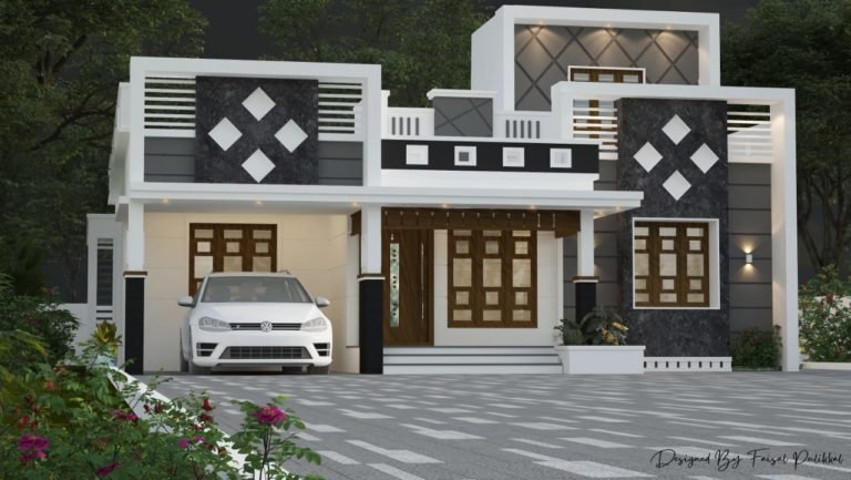 1398 Sq Ft 3BHK Contemporary Style Single-Storey House Design