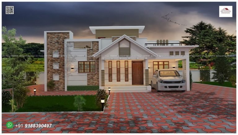 1530 Sq Ft 3BHK Contemporary Style Single-Storey House and Free Plan