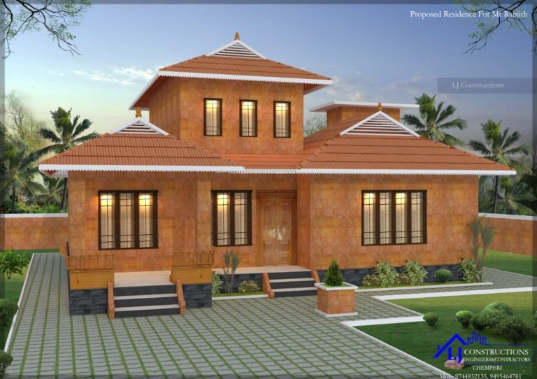 1540 Sq Ft 3BHK Traditional Style Single Floor House and Free Plan