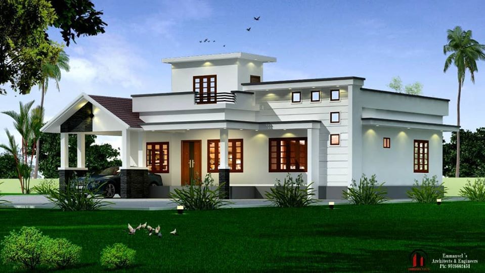 1600 Sq Ft 3BHK Contemporary Style Single-Storey House and Free Plan