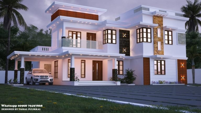 2337 Sq Ft 5BHK Contemporary Flat Roof Two-Storey House Design