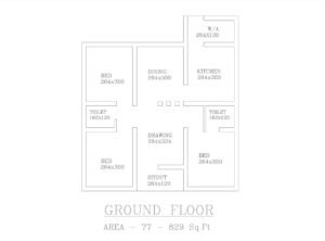 829 Sq Ft 3BHK Modern Contemporary Single-Storey House Free Plan