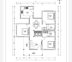 1100 Sq Ft 3BHK Modern Single-Storey House Plan