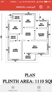 1110 Sq Ft 3BHK Beautiful Single Floor House Plan