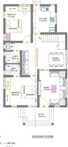 1196 Sq Ft 2BHK Contemporary Style Modern House Design