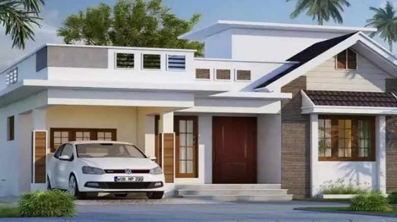 1215 Sq Ft 3BHK Contemporary Style Single Floor House at 6 Cent Plot
