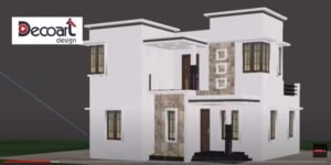 1235 Sq Ft 3BHK Contemporary Style Two-Storey House and Free Plan, 17 Lacks