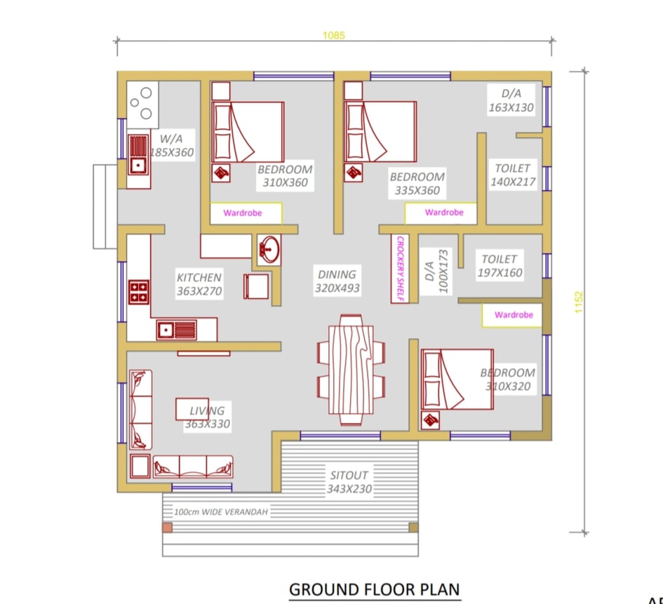 1250 Sq Ft 3BHK Modern Single-Storey House and Free Plan