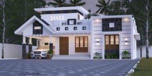 1550 Sq Ft 2BHK Contemporary Style Single-Storey House Design