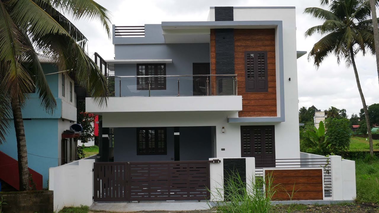 1700 Sq Ft 3BHK Contemporary Flat Roof Two Floor House at 4 Cent Land