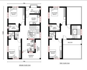1720 Sq Ft 4BHK Contemporary Style Two-Storey House plan