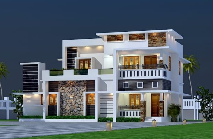 2000 Sq Ft 4BHK Contemporary Style Twp-Storey House and Free Plan