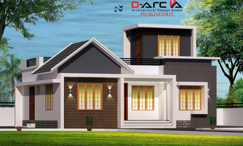 740 Sq Ft 2BHK Contemporary Style Single-Storey House and Free Plan, 12 Lacks