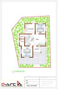 800 Sq Ft 2BHK Contemporary Style Single Floor House Plan