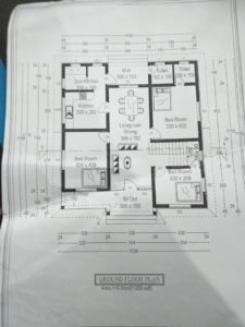 1258 Sq Ft 3BHK Simple and Beautiful Single Floor House and Plan