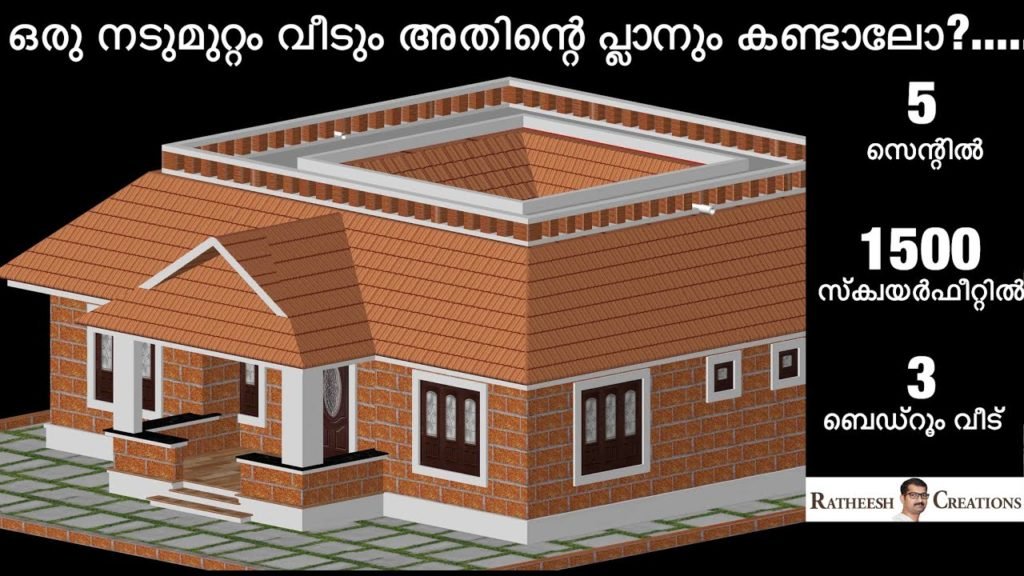 1500 Sq Ft 3BHK Kerala Nalukettu Style Single Floor House and Free Plan