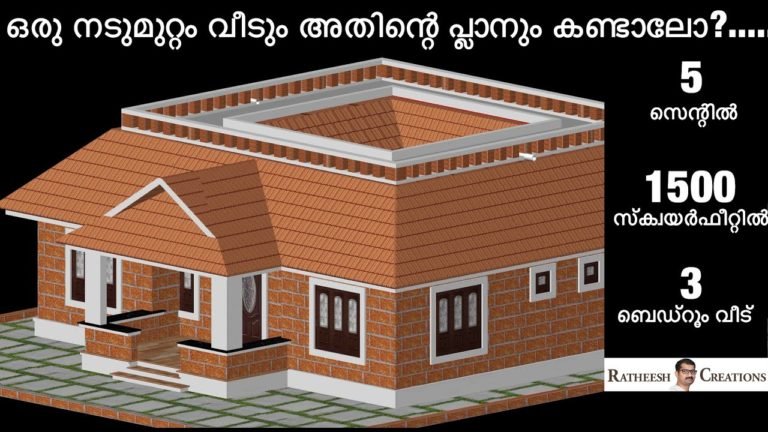1500 Sq Ft 3BHK Kerala Nalukettu Style Single Floor House and Free Plan
