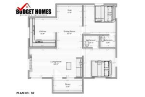 840 Sq Ft 2BHK Single Floor House Free Plan