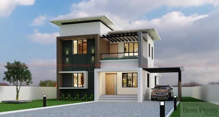 1619 Sq Ft 3BHK Contemporary Style Two-Storey House and Free Plan
