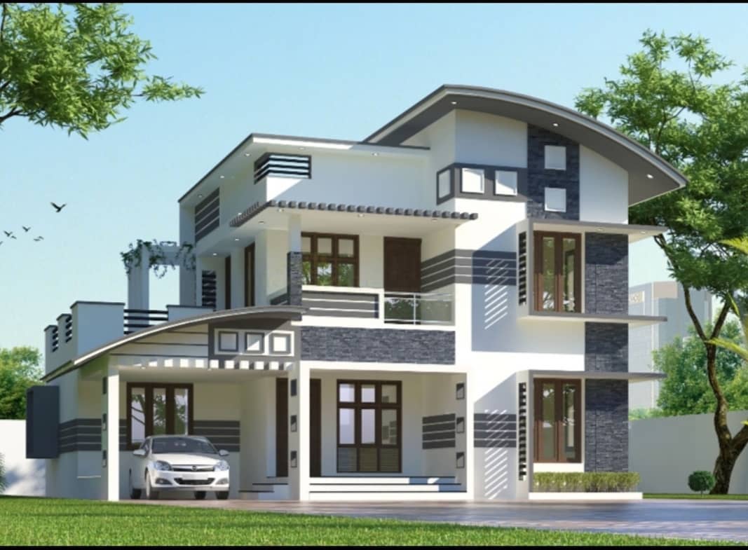 2056 Sq Ft 3BHK Contemporary Style Two-Storey House and Free Plan