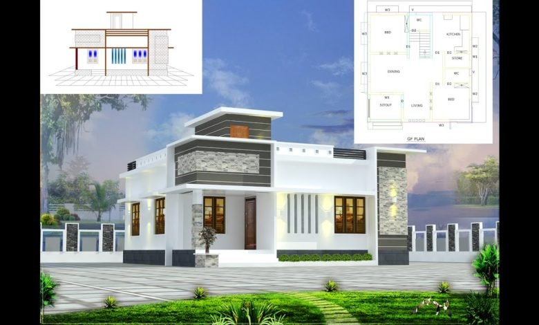 700 Sq Ft 2BHK Contemporary Style Single-Storey House and Free Plan, 9 Lacks