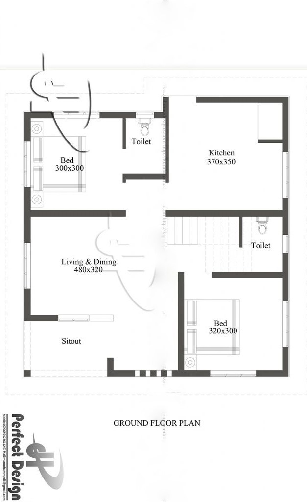 750 Sq Ft 2BHK Modern Single-Storey House and Free Plan