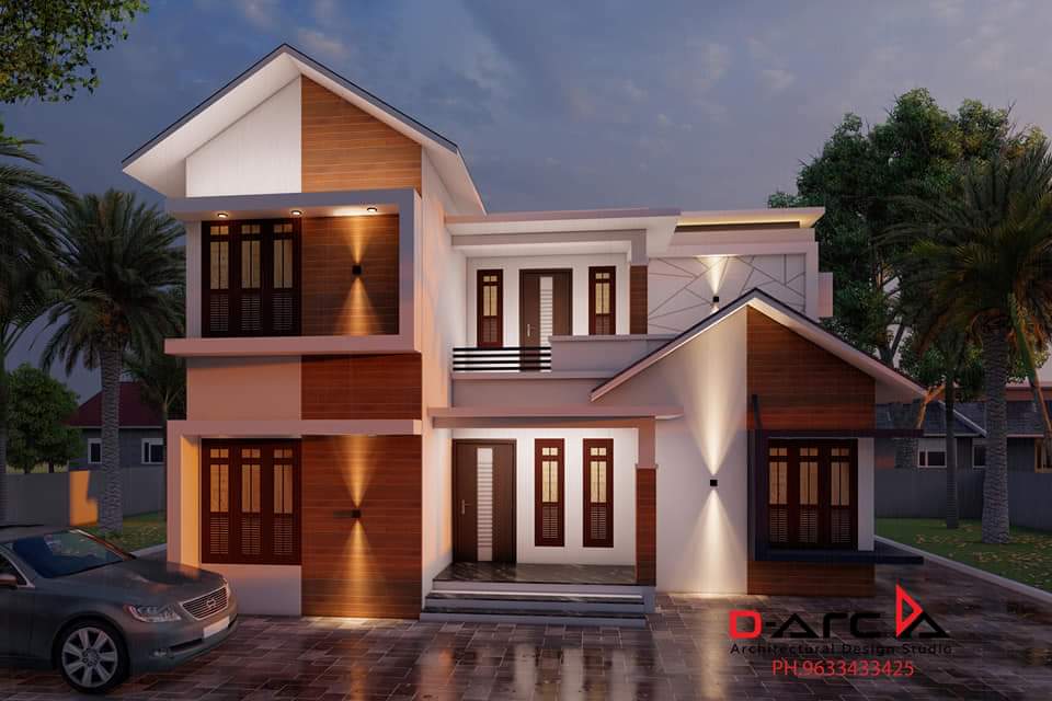 1250 Sq Ft 3BHK Contemporary Mix Style Two-Storey House and Free Plan