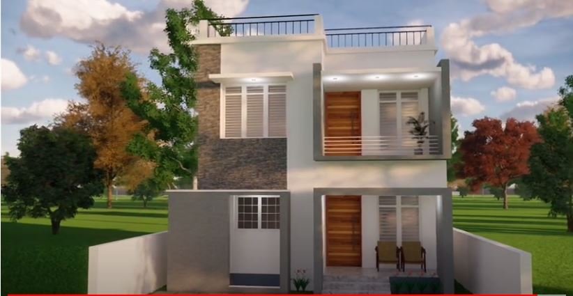1296 Sq Ft 4BHK Modern Flat Roof Two-Storey House and Free Plan