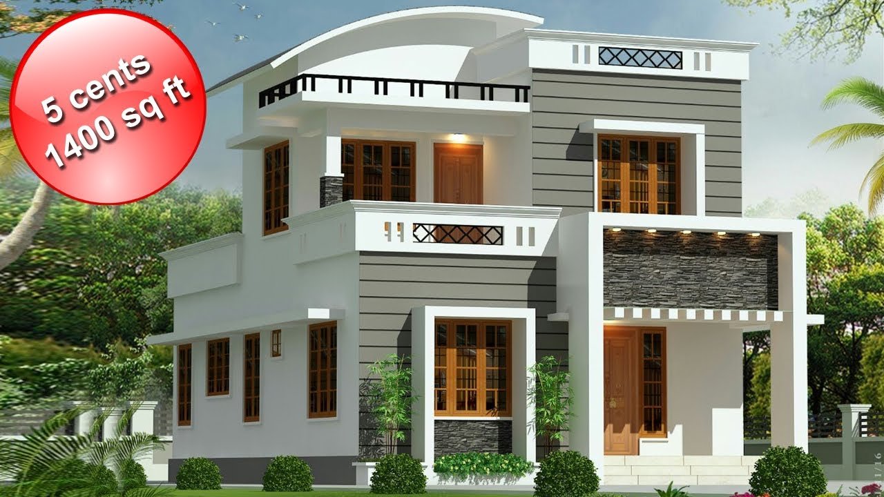 1400 Sq Ft 3BHK Contemporary Style Double Floor House and Free Plan