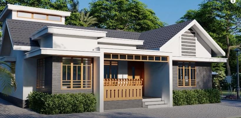 1595 Sq Ft 4BHK Colonial Style Single-Storey House and Free Plan