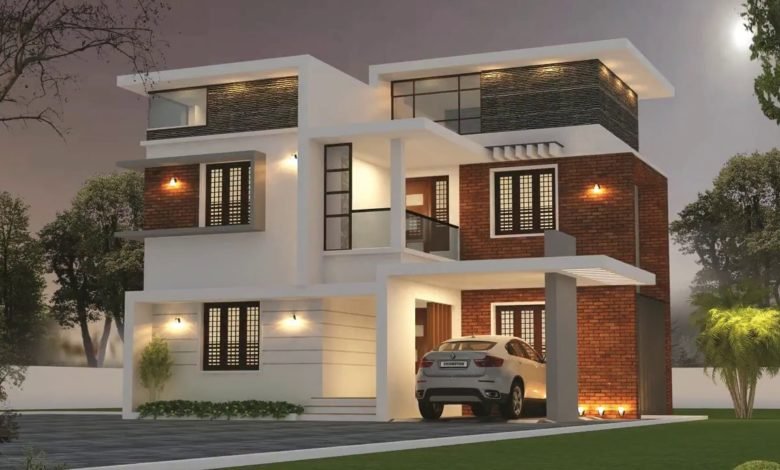 1694 Sq Ft 3BHK Contemporary Style Two-Storey House and Free Plan