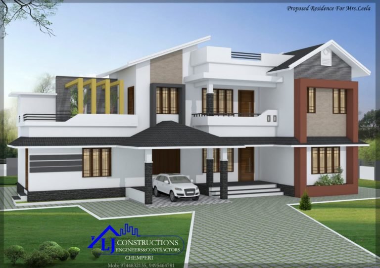 2400 Sq Ft 5BHK Contemporary Style Two-Storey House and Free Plan