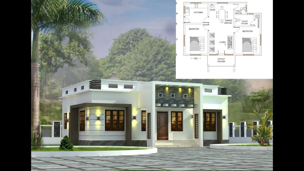800 Sq Ft 2BHK Modern Single-Storey House and Free Plan