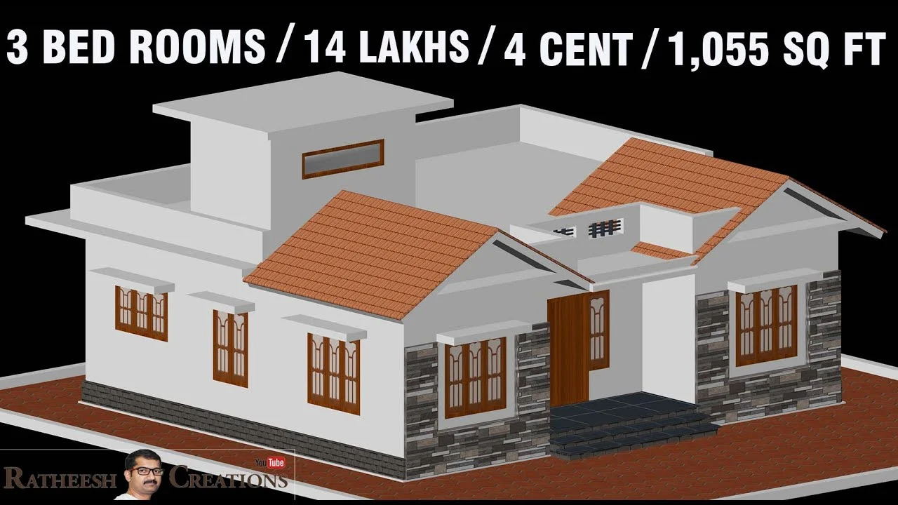 1055 Sq Ft 3BHK Traditional Style House and Free Plan, 14 Lacks