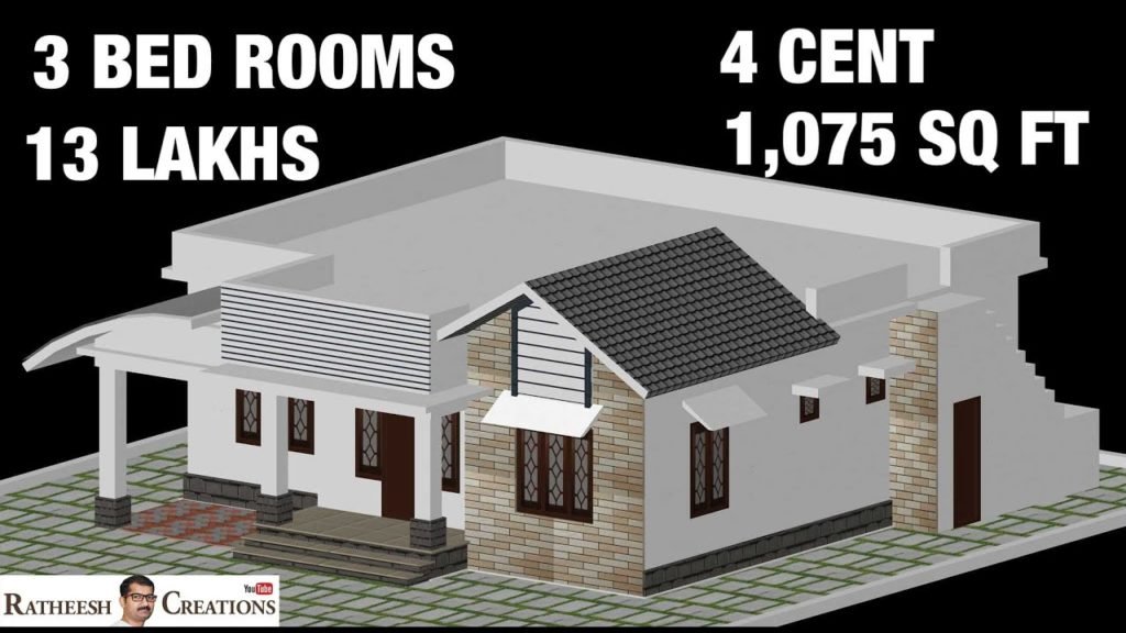 1075 Sq Ft 3BHK Contemporary Mix Style House and Free Plan, 13 Lacks