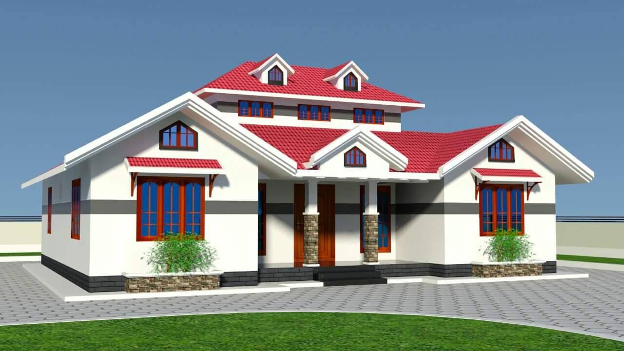 1412 Sq Ft 3BHK Traditional Style Single-Storey House and Free Plan
