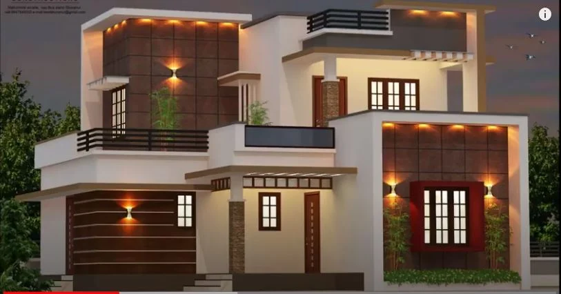 1850 Sq Ft 4BHK Contemporary Style Two-Storey House and Free Plan