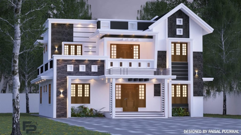 2000 Sq Ft 5BHK Contemporary Style Two-Storey House and Free Plan